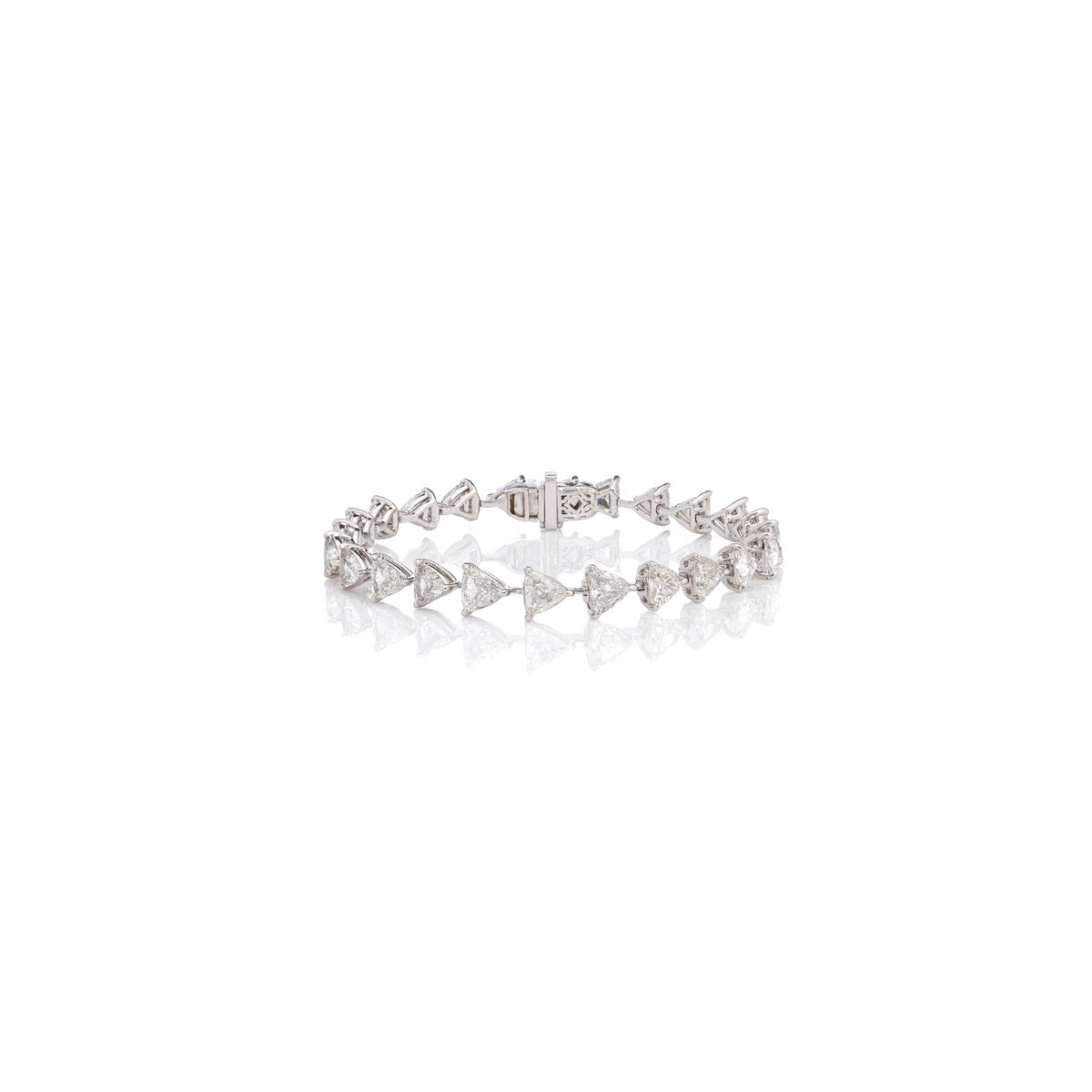 Triluxe Trillion Cut Diamond Tennis Bracelet in 18K White Gold