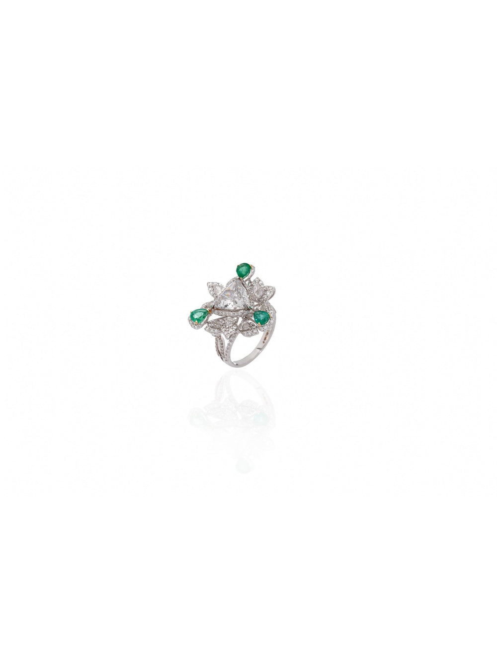 Snowflake Bloom Diamond Ring in 18K White Gold