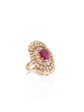 Royal Ruby Halo Diamond Ring in 18K Gold