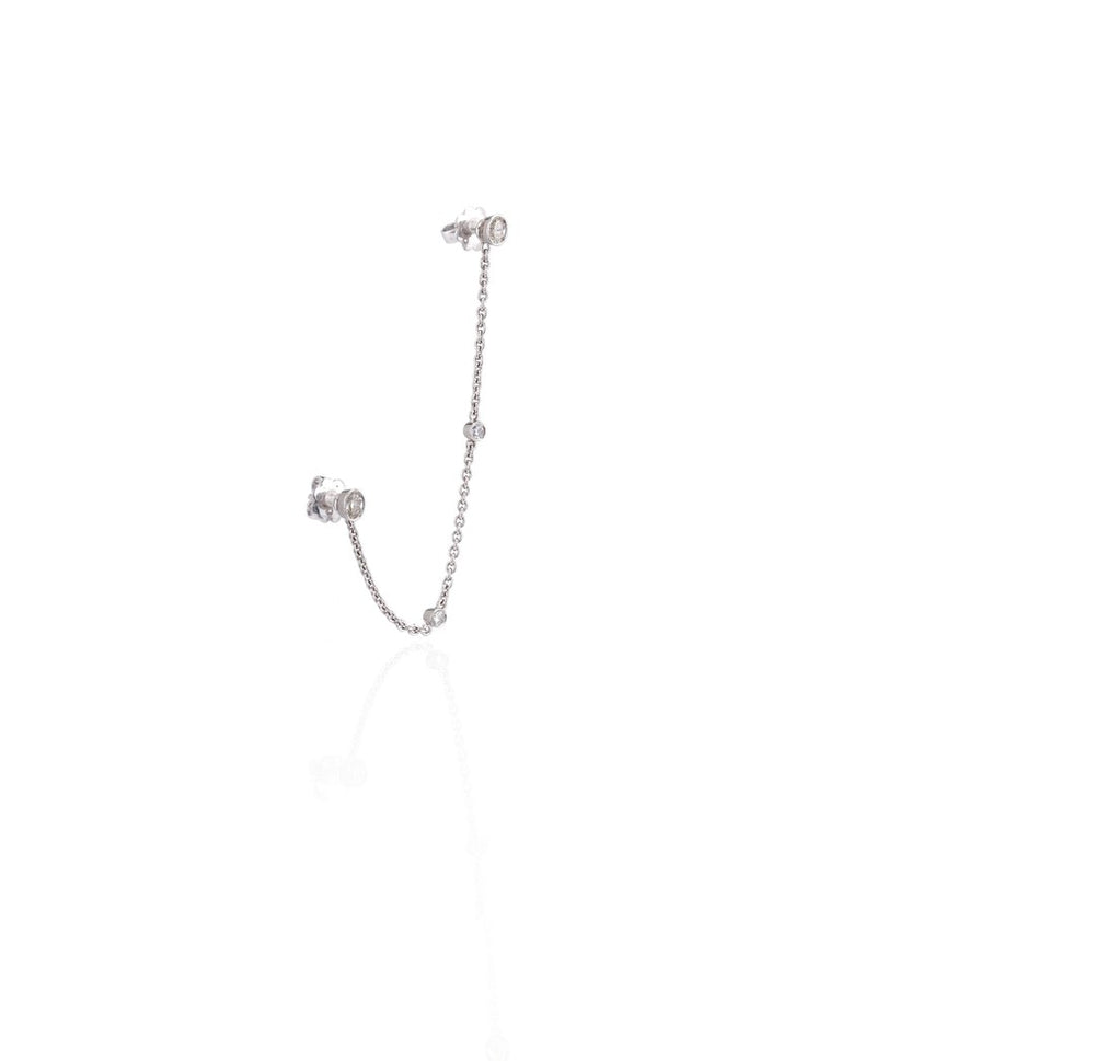 18K White Gold Diamond Ear Chain