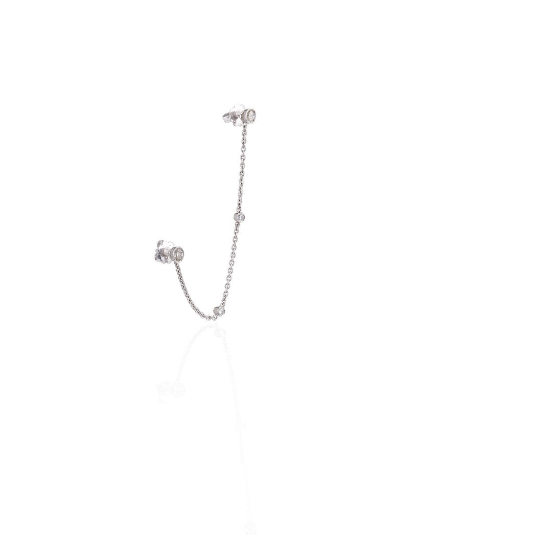 18K White Gold Diamond Ear Chain