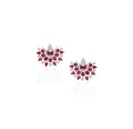 18K White Gold Ruby Diamond Chandelier Earrings