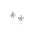 Rose Cut Diamond Floral Stud Earrings in 18K White Gold | Luxury Fine Jewellery
