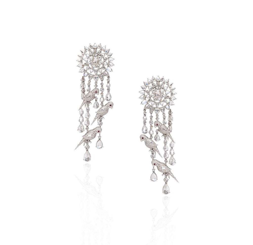 18K White Gold Diamond Chandelier Earrings