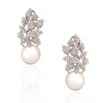 18K Rose Gold Pearl Diamond Drop Earrings