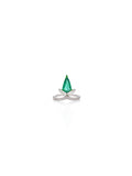 Emerald Drop Diamond Ring in 18K White Gold