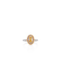 Golden Oval Halo Diamond Ring in 18K White Gold