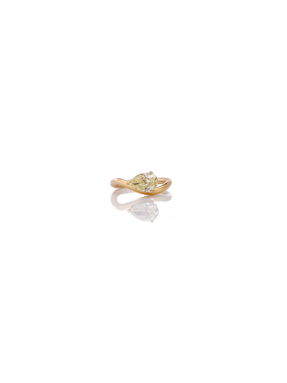 Fancy Yellow Pear Diamond Ring in 18K Gold