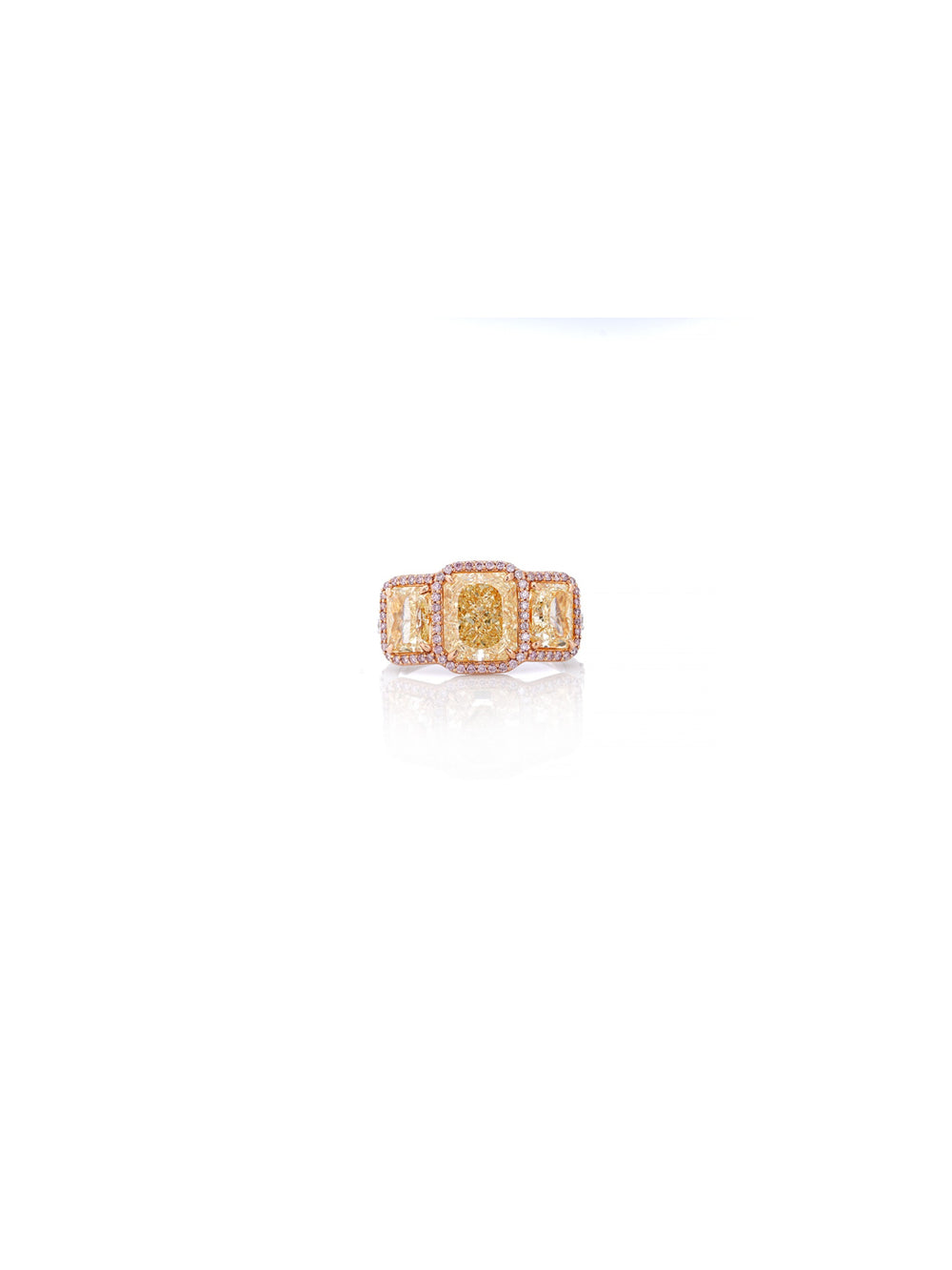 Fancy Yellow Twin Cushion Diamond Ring in 18K White Gold