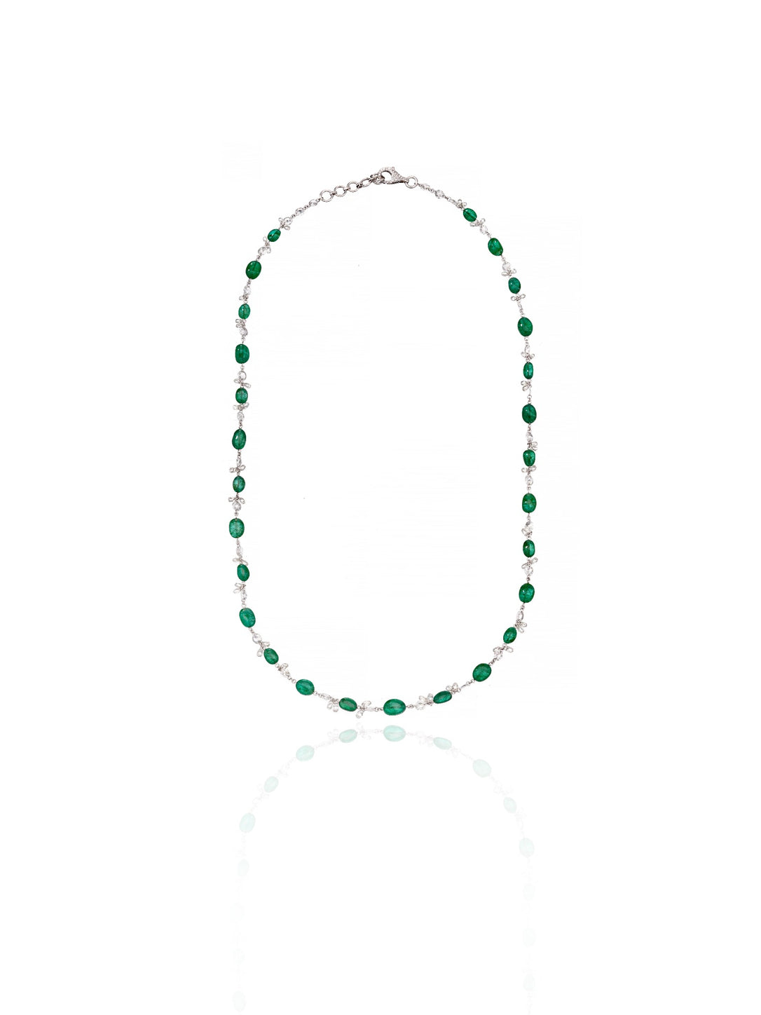 Emerald Charm Diamond Station Necklace in 18K Gold | Luxury Fine Jewellery
