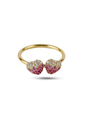 Twin Blush Heart Diamond Ring in 18K Gold