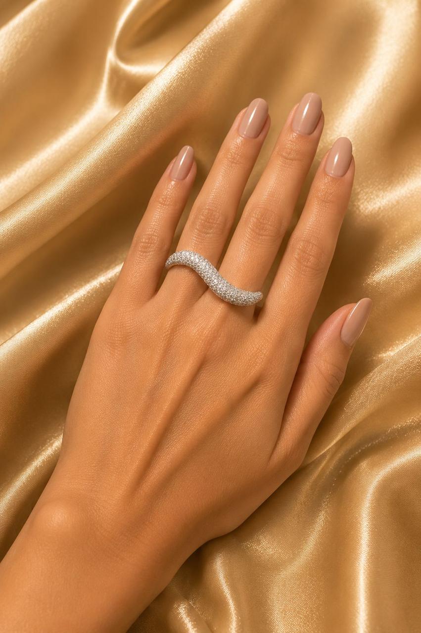 Diamond Wave Eternity Ring in 18K White Gold