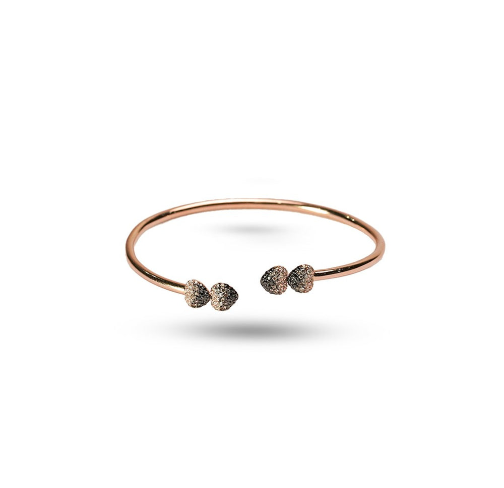 18K Rose Gold Black Diamond Open Cuff Bracelet