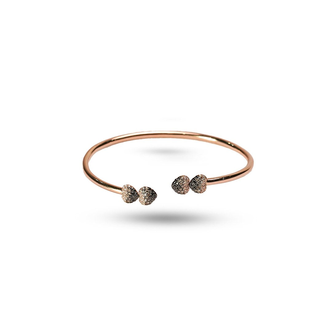 18K Rose Gold Black Diamond Open Cuff Bracelet