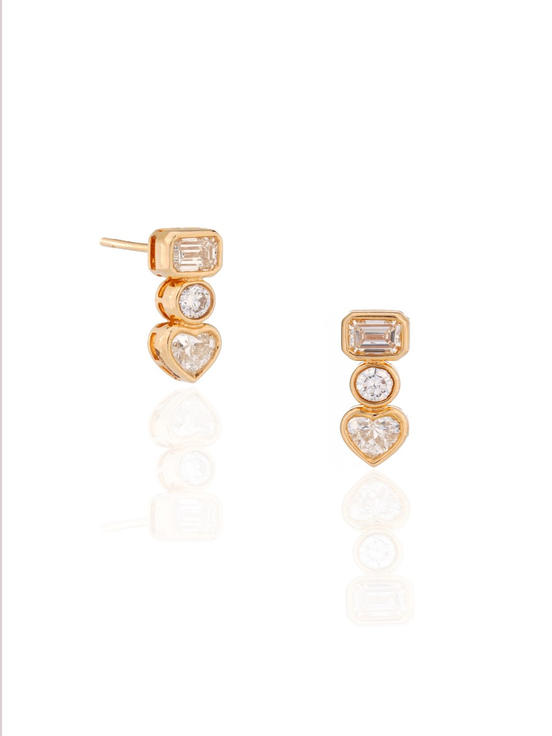 18K Yellow Gold Diamond Shield Drop Earrings