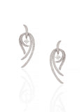 18K White Gold Diamond Ribbon Drop Earrings