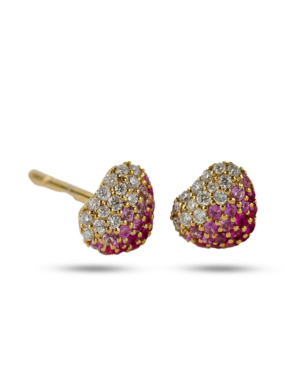 18K Rose Gold Pink Diamond Heart Stud Earrings