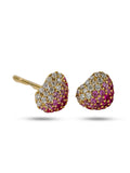 18K Rose Gold Pink Diamond Heart Stud Earrings