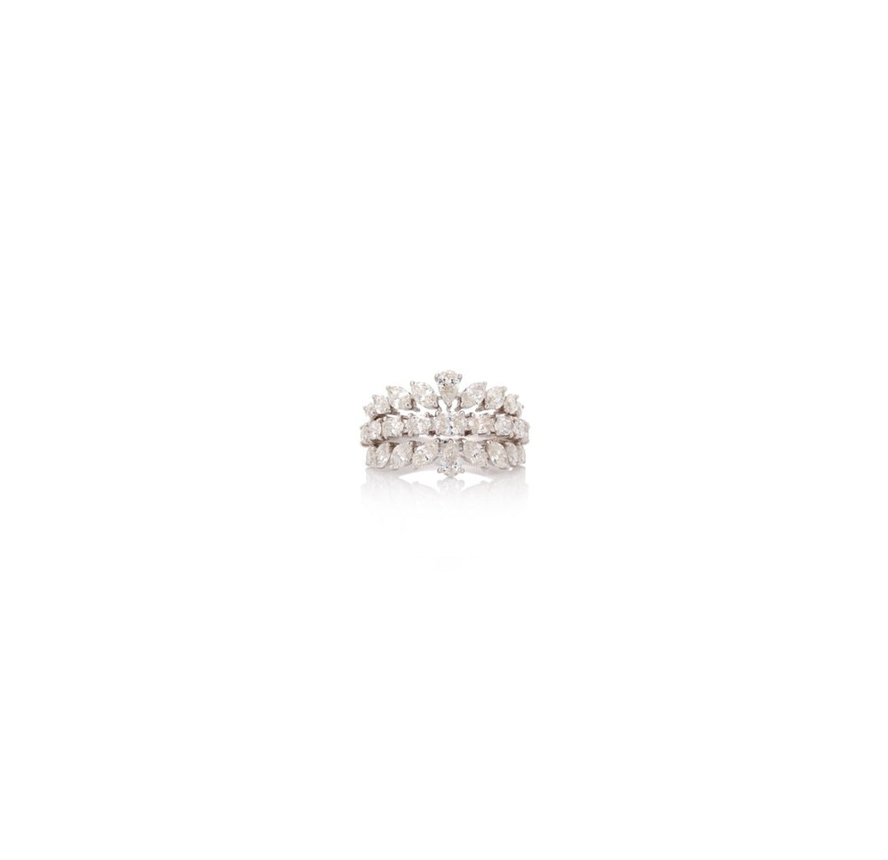 18K White Gold Diamond Multi Row Band Ring