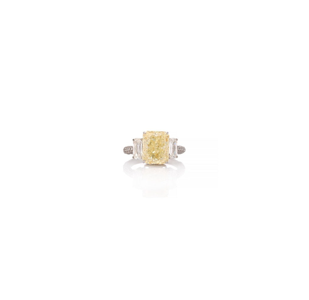 18K White Gold Fancy Yellow Diamond Ring