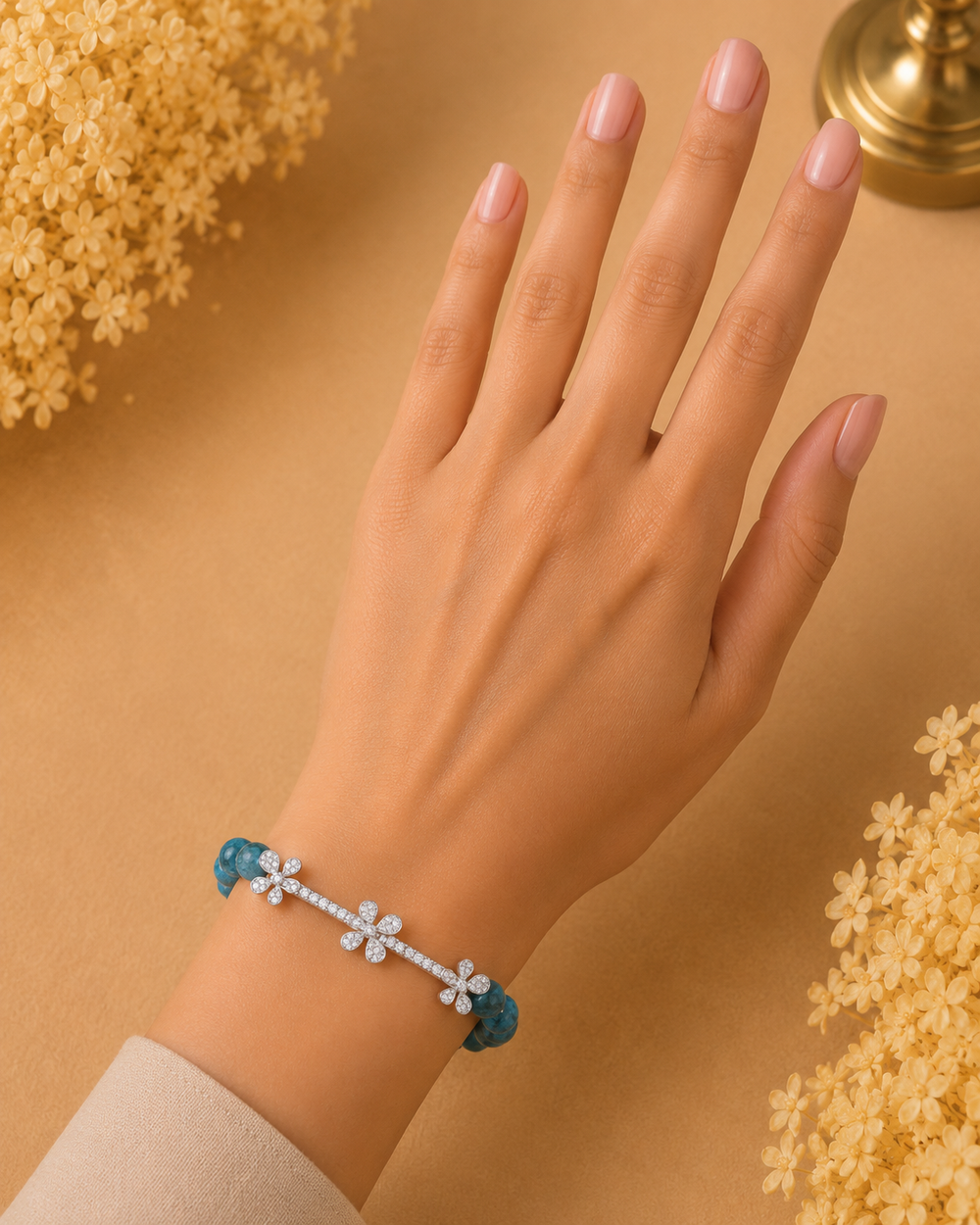 Jasmine Aqua Celeste Diamond Bracelet in 18K White Gold