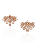 18K White Gold Diamond Fan Drop Earrings