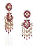 18K White Gold Ruby Diamond Chandelier Earrings