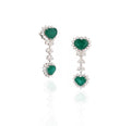 18K White Gold Emerald Diamond Drop Earrings