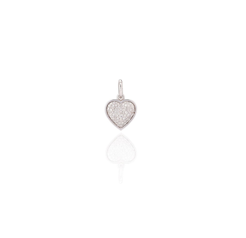 18K White Gold Heart Diamond Pendant Necklace