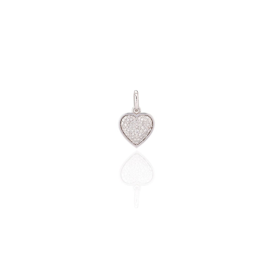 18K White Gold Heart Diamond Pendant Necklace