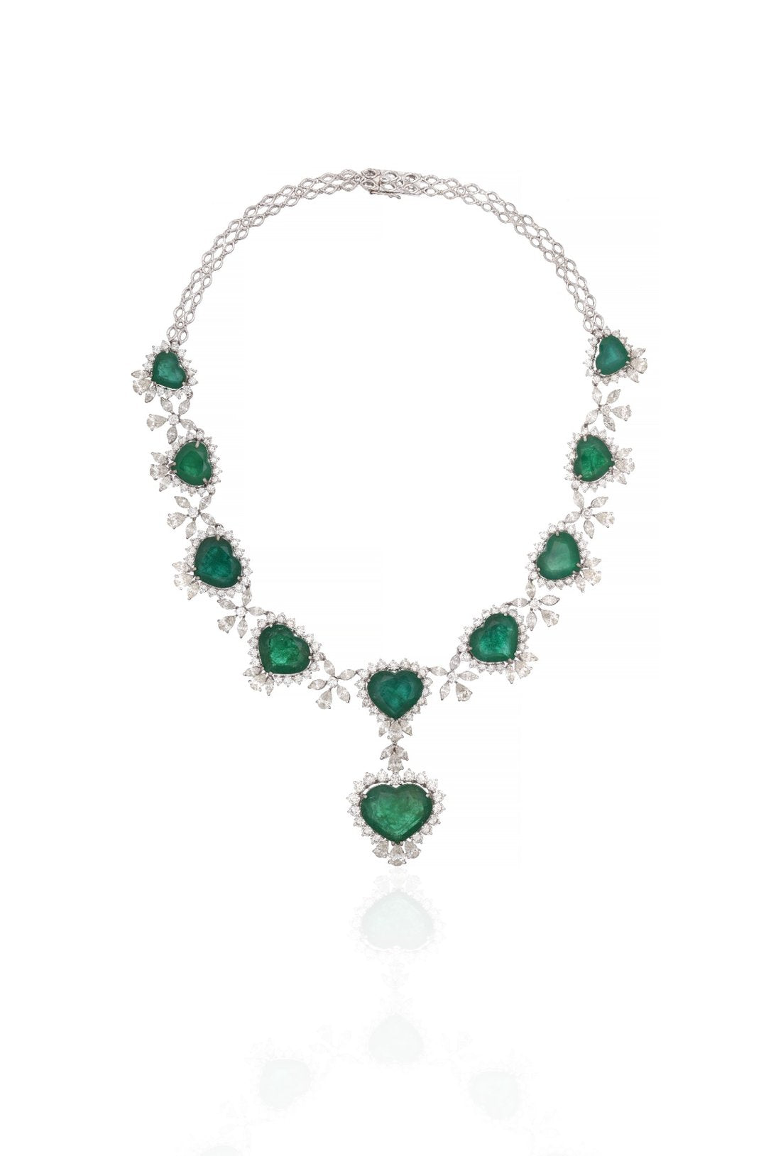 Royal Sapphire Drop Diamond Statement Necklace in 18K Gold | Luxury High Jewellery