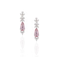14K White Gold Pink Tourmaline Diamond Drop Earrings