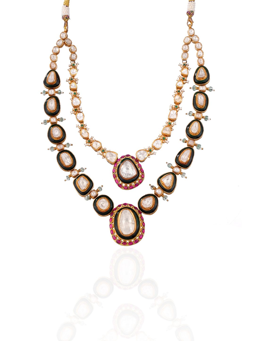 Rajvansh Layered Polki Diamond Necklace in 18K Gold | Luxury Heritage Fine Jewellery