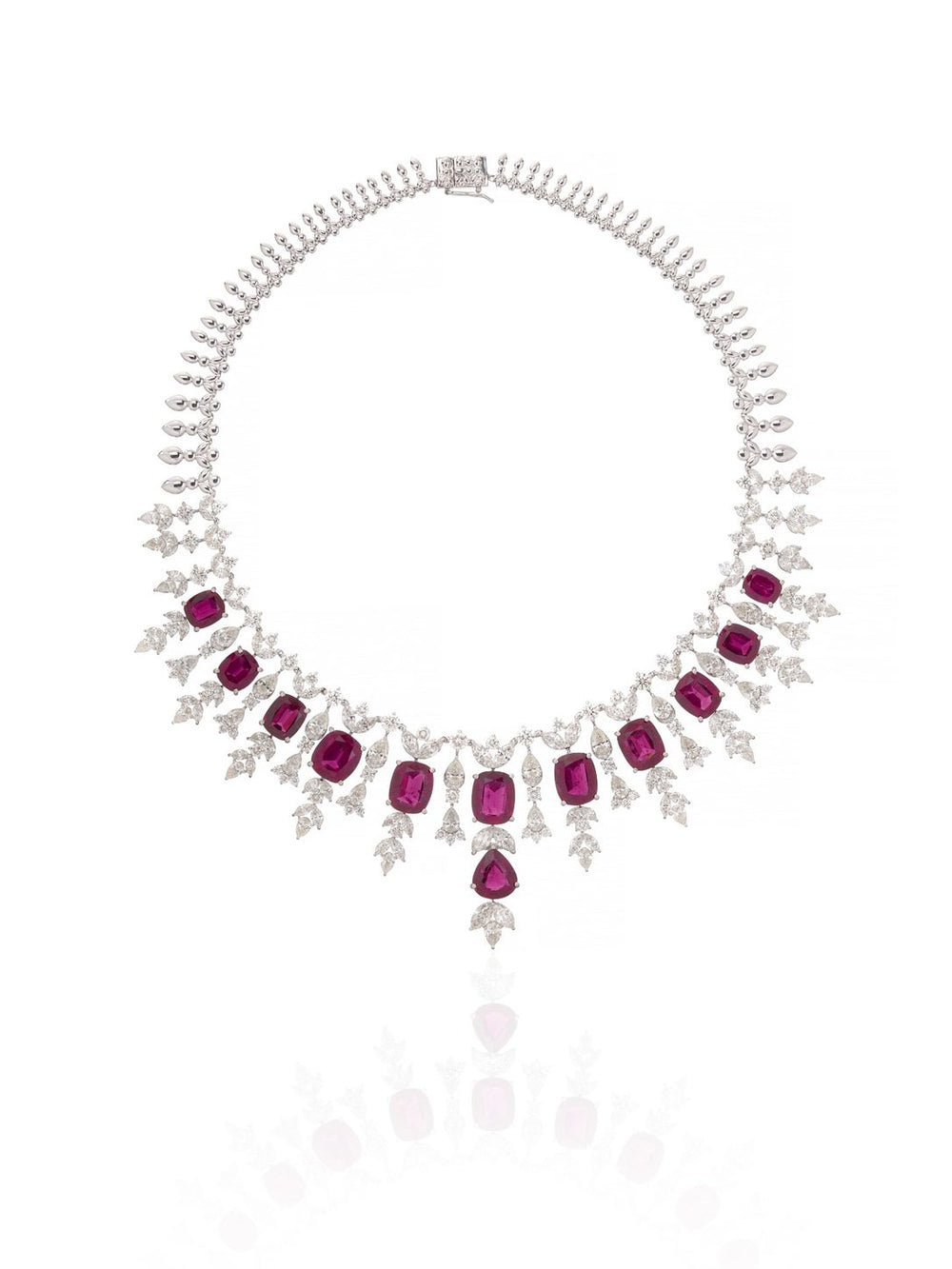 Ruby Cascade Diamond Statement Necklace in 14K Gold | Luxury Fine Jewellery
