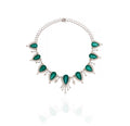 14K White Gold Emerald Diamond Statement Necklace