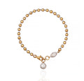 18K Gold Diamond Charm Beaded Bracelet