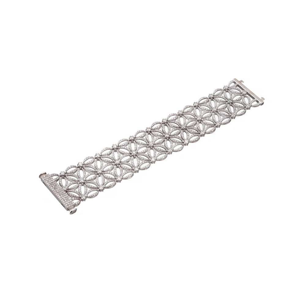 18K White Gold Multi Row Diamond Bracelet