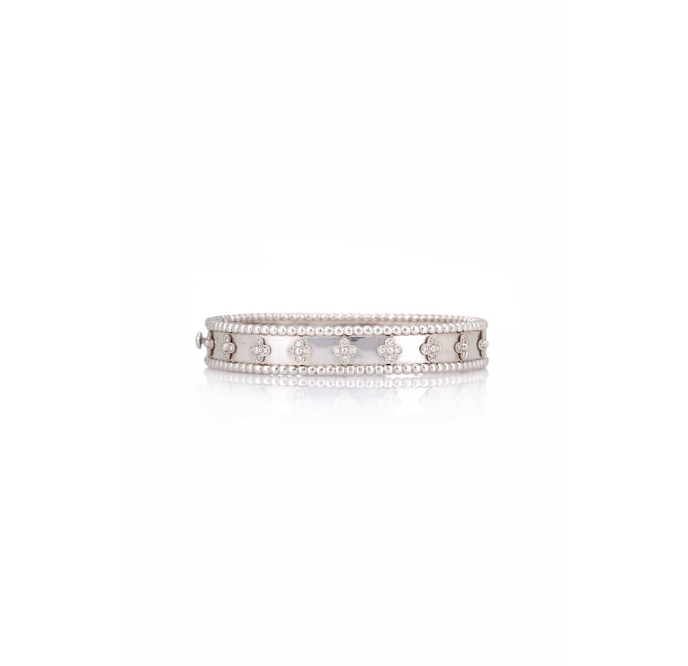 18K White Gold Diamond Crossover Cuff Bracelet