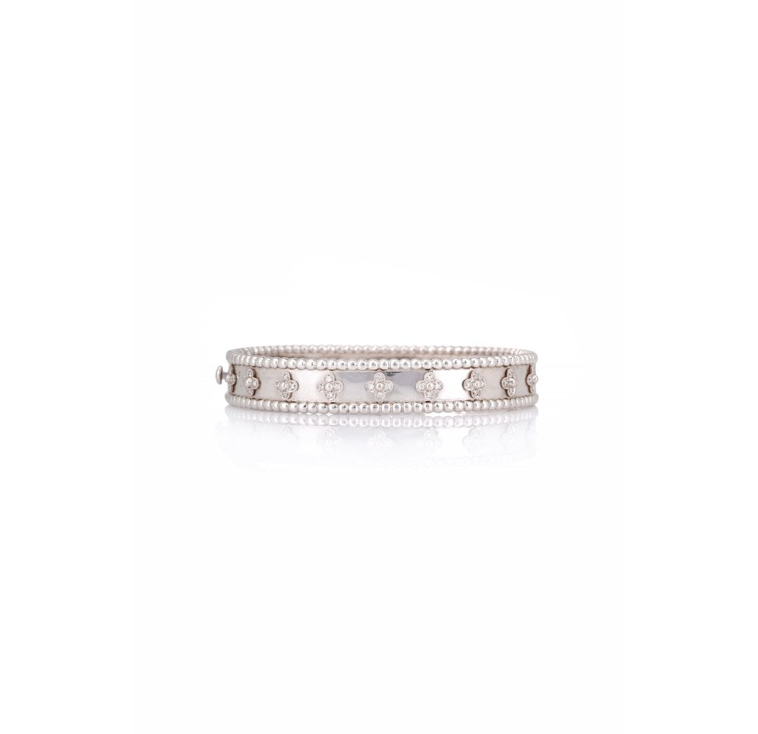 18K White Gold Diamond Crossover Cuff Bracelet
