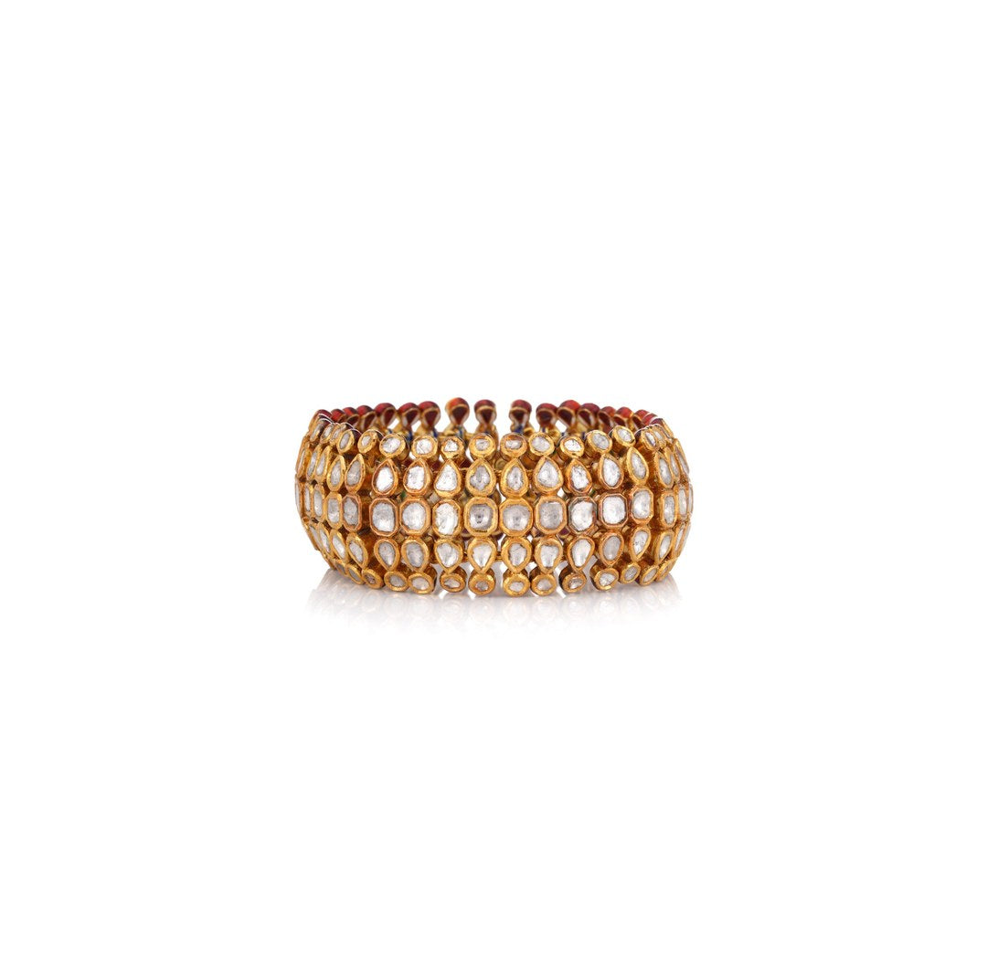18K Gold Multi Row Gemstone Beaded Bracelet