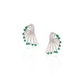 18K White Gold Emerald Pearl Chandelier Earrings