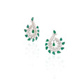 Emerald Floral Diamond Stud Earrings in 18K White Gold | Luxury Fine Jewellery