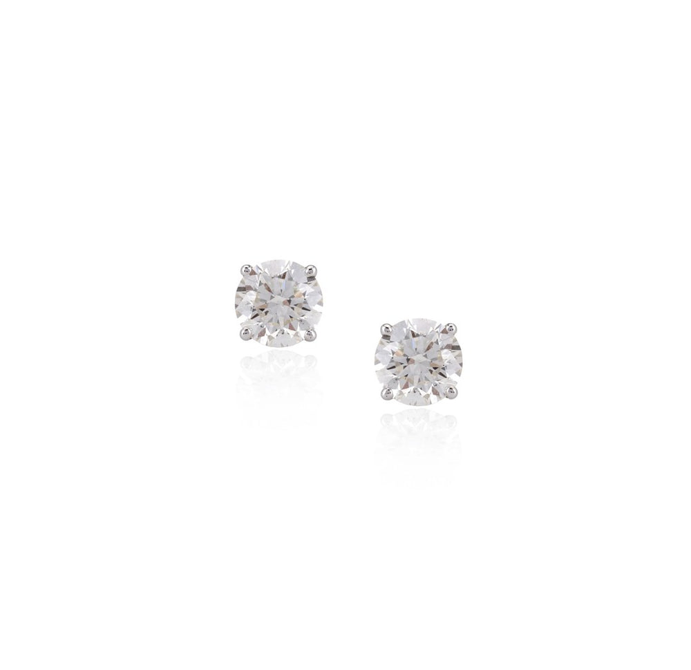 18K White Gold Yellow Diamond Floral Stud Earrings