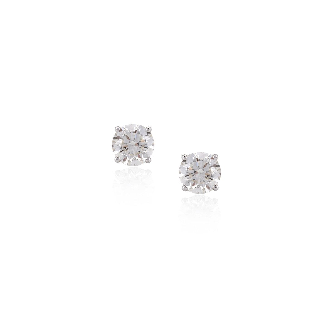 18K White Gold Yellow Diamond Floral Stud Earrings