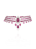 Ruby Royale Diamond Fringe Statement Necklace in 18K Gold | Luxury High Jewellery