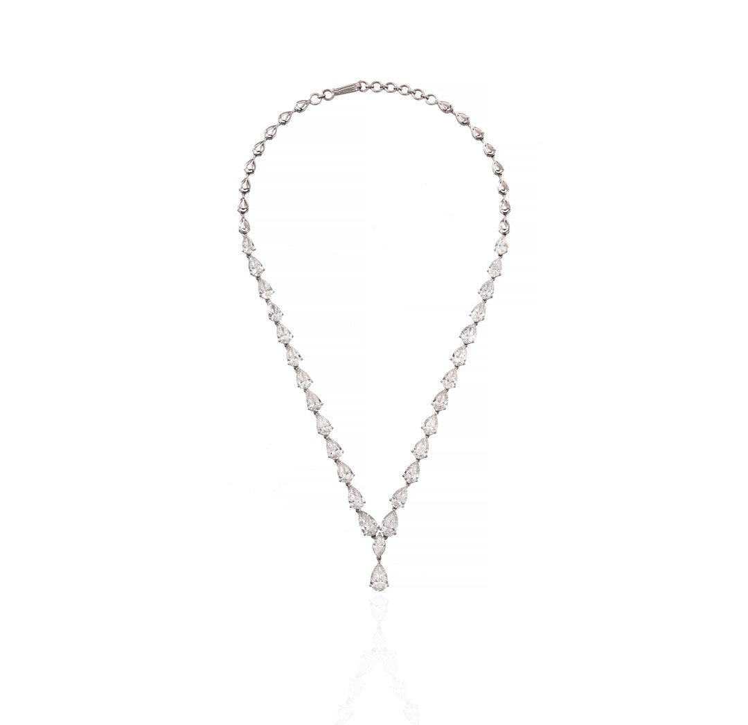 Diamond Tennis Necklace in 18K White Gold | Luxury Fine Jewellery