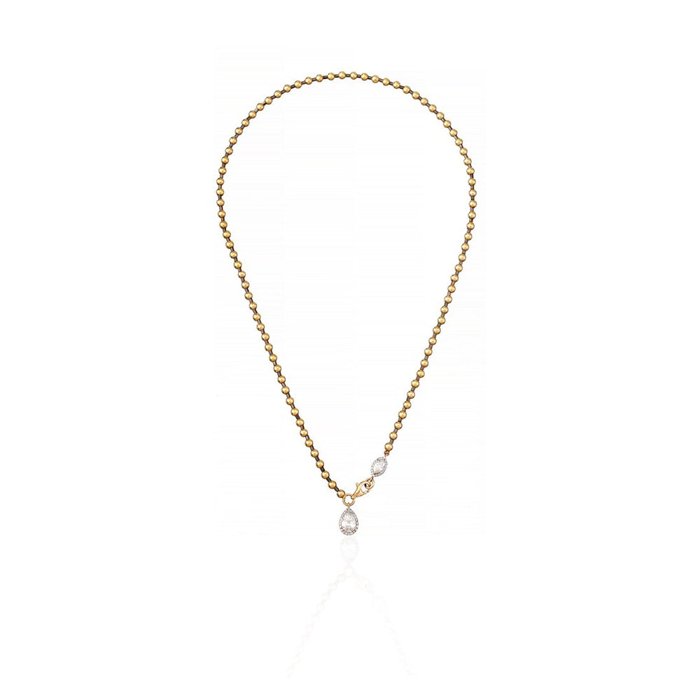 18K Yellow Gold Diamond Drop Pendant Necklace
