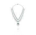 14K White Gold Emerald Layered Diamond Necklace
