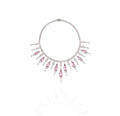 14K White Gold Pink Sapphire Diamond Necklace