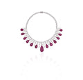 14K White Gold Ruby Diamond Statement Necklace